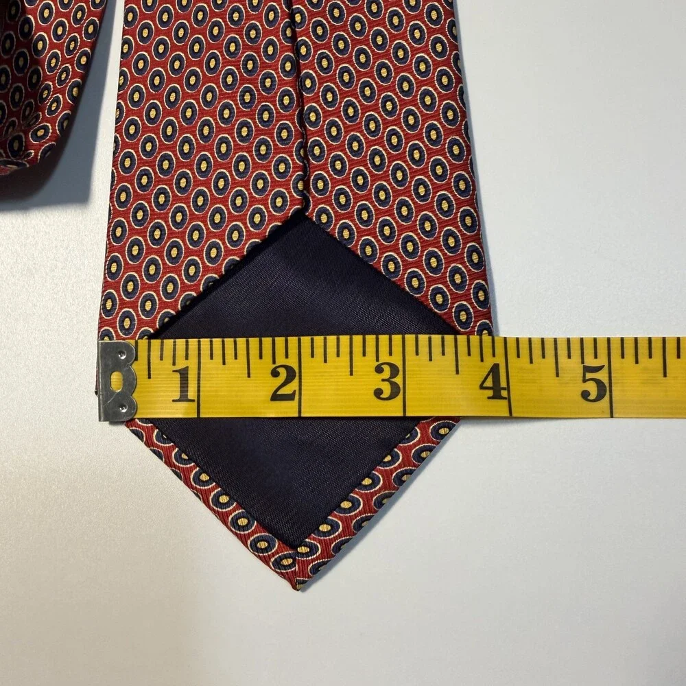 Vintage Polo Ralph Lauren Tie Mens 4”x57” Red Navy Geometric Silk Handmade USA